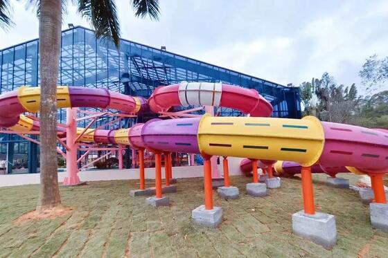Light Tunnel Slide with Flowing Light Effect - Night-time Attraction Fiberglass Water Slide for Water Parks
