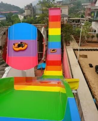 U-Shaped Water Slide with 90° Vertical Drop Wall, 12m Platform Height, and 2-Person Raft for Thrill Seekers