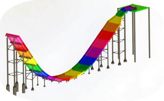 U-Shaped Water Slide with 90° Vertical Drop Wall, 12m Platform Height, and 2-Person Raft for Thrill Seekers