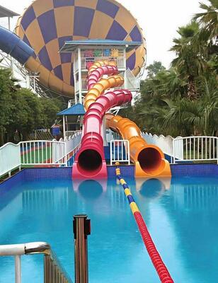 Dragon Slide 9m Platform Height 2 Parallel Tubes 50m Long Enclosed Tube Fiberglass Water Slide