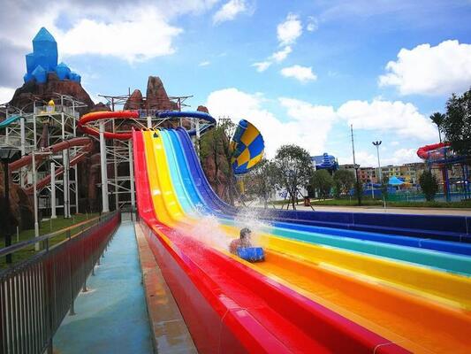 Octopus Slide - 6 Racing Lanes Multi-Lane Water Slide with Customizable Platform and Mat Riding