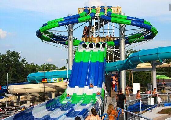 Octopus Slide - 6 Racing Lanes Multi-Lane Water Slide with Customizable Platform and Mat Riding