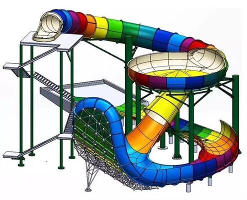 18m High Fiberglass Sky Pit Slide with 12m Super Bowl and 4-Person Raft Thrill Ride