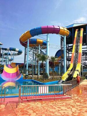 18m High Fiberglass Sky Pit Slide with 12m Super Bowl and 4-Person Raft Thrill Ride