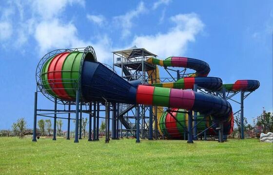 Python Water Slide with 18m Platform and 6-Person Raft on a Wide Flume for Thrilling Rides