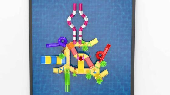 Tropical Theme Water Play Structure with Giant Tipping Bucket and Multiple Slides for Splash Park