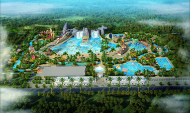 Vison Hotspring Waterpark Project , Fiberglass Water Park Equipment  / Customized Aqua Park Project