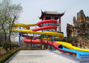 Waterpark Equipment, Fiberglass Open / Close Spiral Slide, Custom Water Slides 11m Height