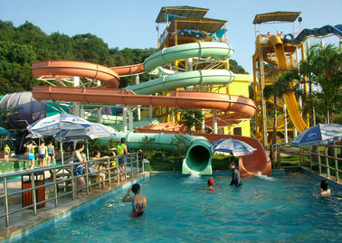 Waterpark Equipment, Fiberglass Open / Close Spiral Slide, Custom Water Slides 11m Height