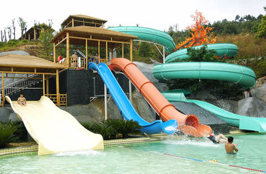 Waterpark Equipment, Fiberglass Open / Close Spiral Slide, Custom Water Slides 11m Height
