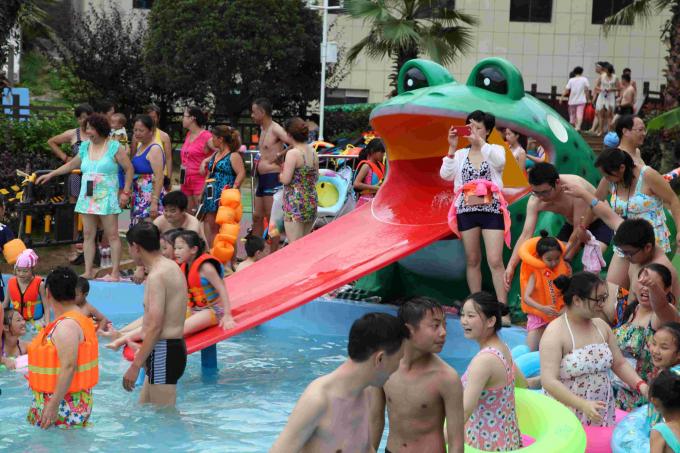 Frog Shaped Water Pool Slides , Aqua Park Fiberglass Slide Water Play ...